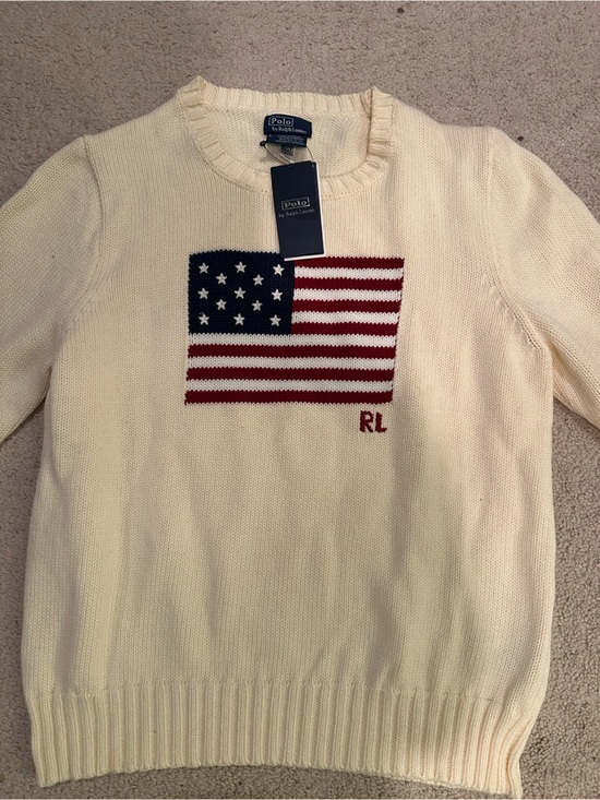 Polo Ralph Lauren Sweaters - Polo Ralph Lauren roving cream flag cotton sweater - size large